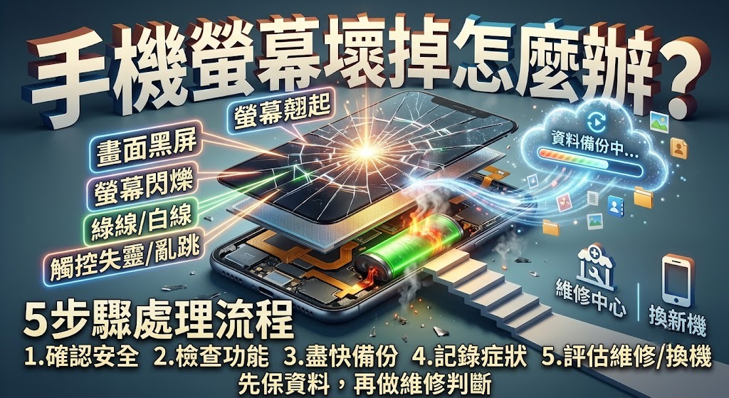 手機螢幕壞掉怎麼辦?顯示異常、觸控失靈與黑屏處理指南